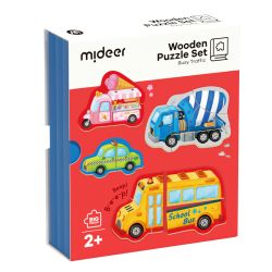 Fahrzeugpuzzle in einem Buch mit 18 Teilen